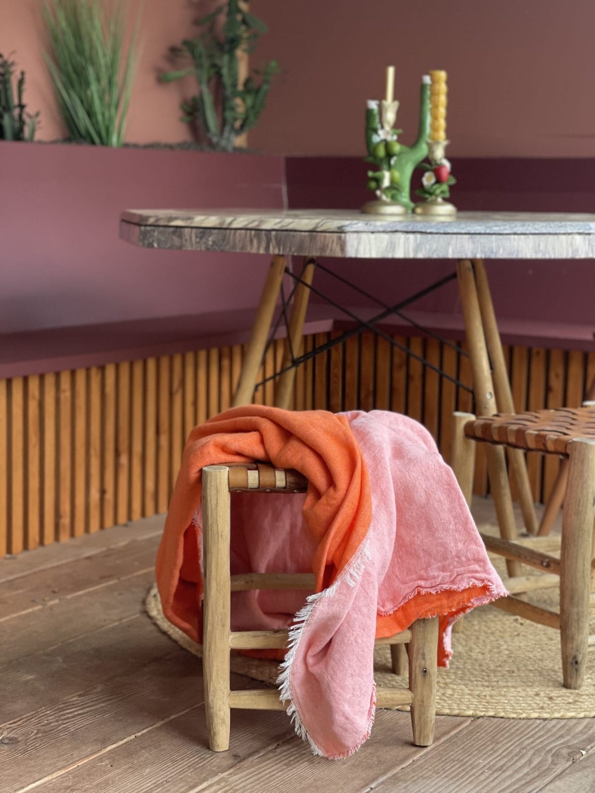 Manifattura Lombarda Plaid -Roze/Oranje – Capri - Afbeelding 2
