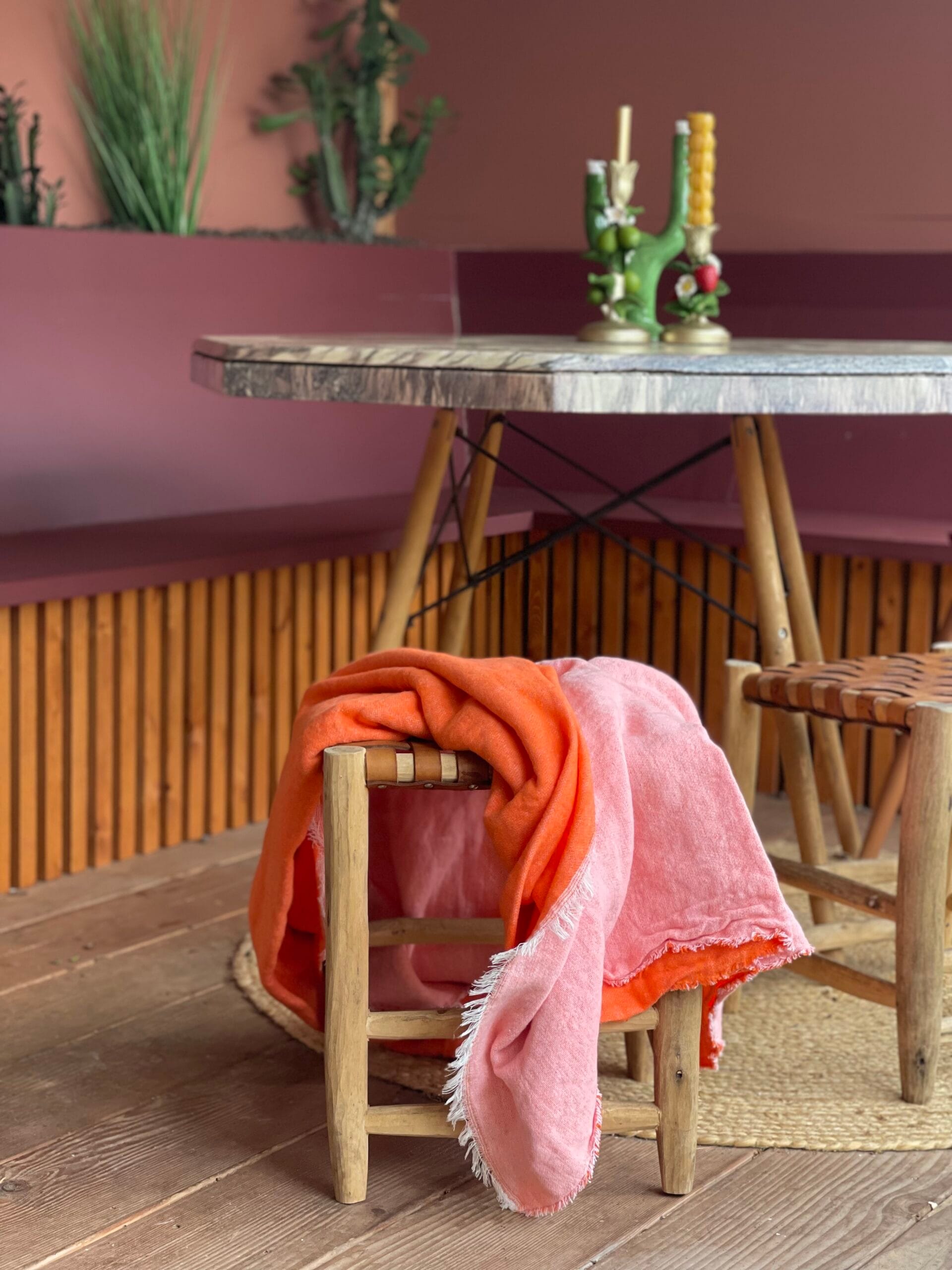 Manifattura Lombarda Plaid -Roze/Oranje – Capri - Afbeelding 2